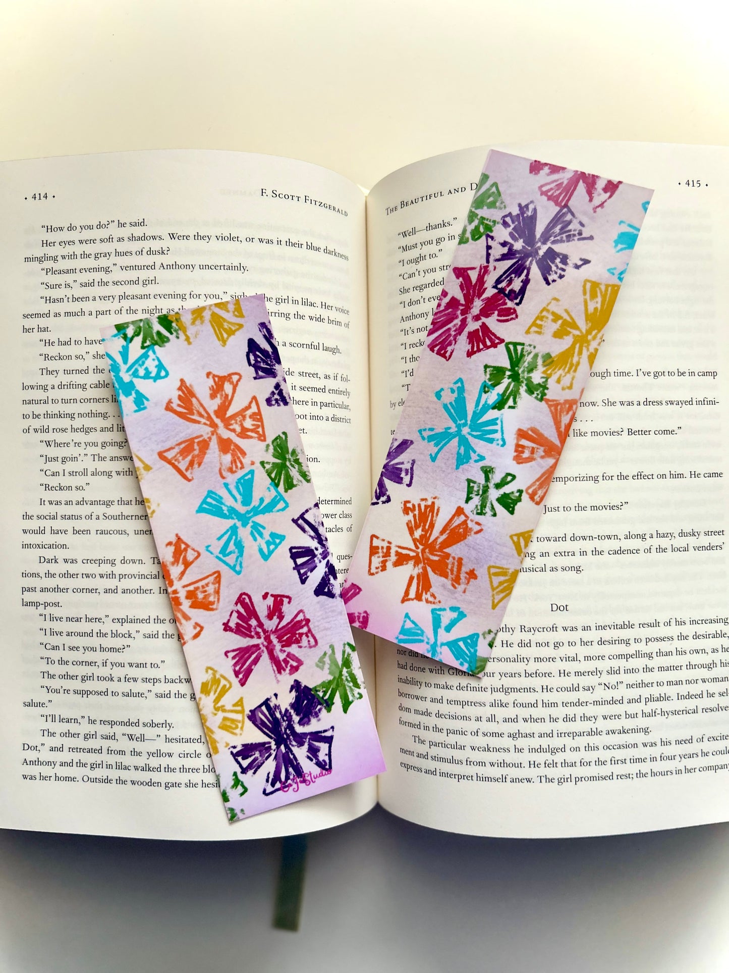 Marque-page fleurs multicolores