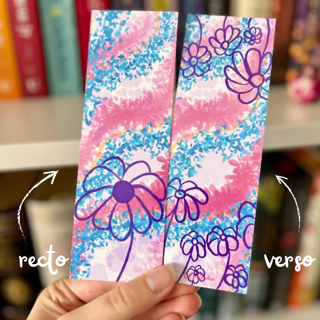 Marque-page fleurs violettes